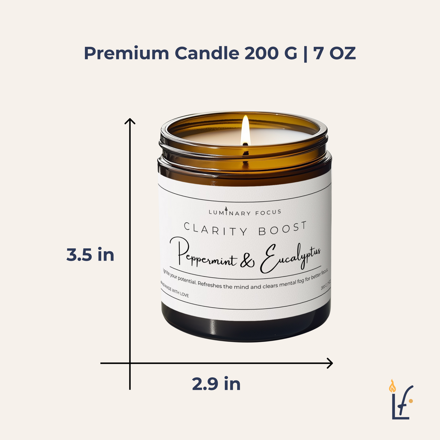 Clarity Boost Mint Serenity Candle – 8oz Clear Colored Candle Eucalyptus & Peppermint