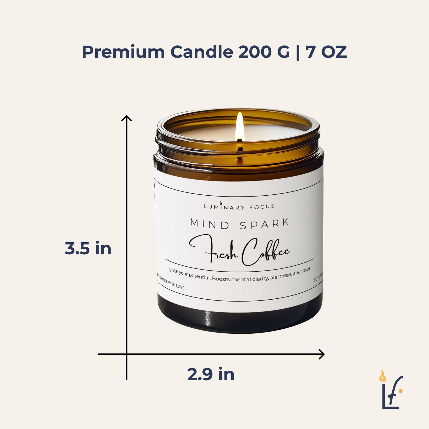 Dark Roast Fresh Coffee Candle – 8oz Clear Jar, True Coffee Bean Scent Colored Candle