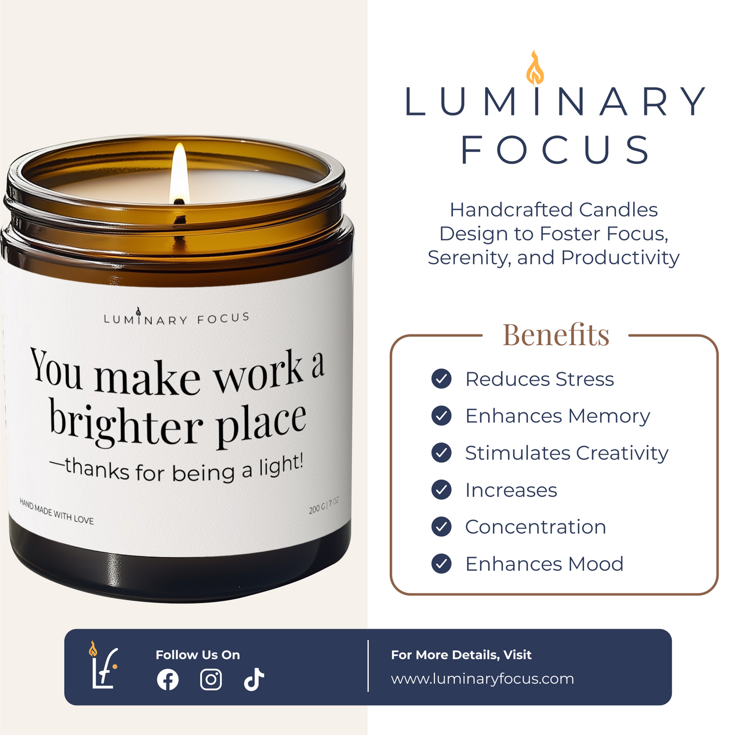 You Make Work A Brighter Place Soy Blend Candle - 8 oz Amber