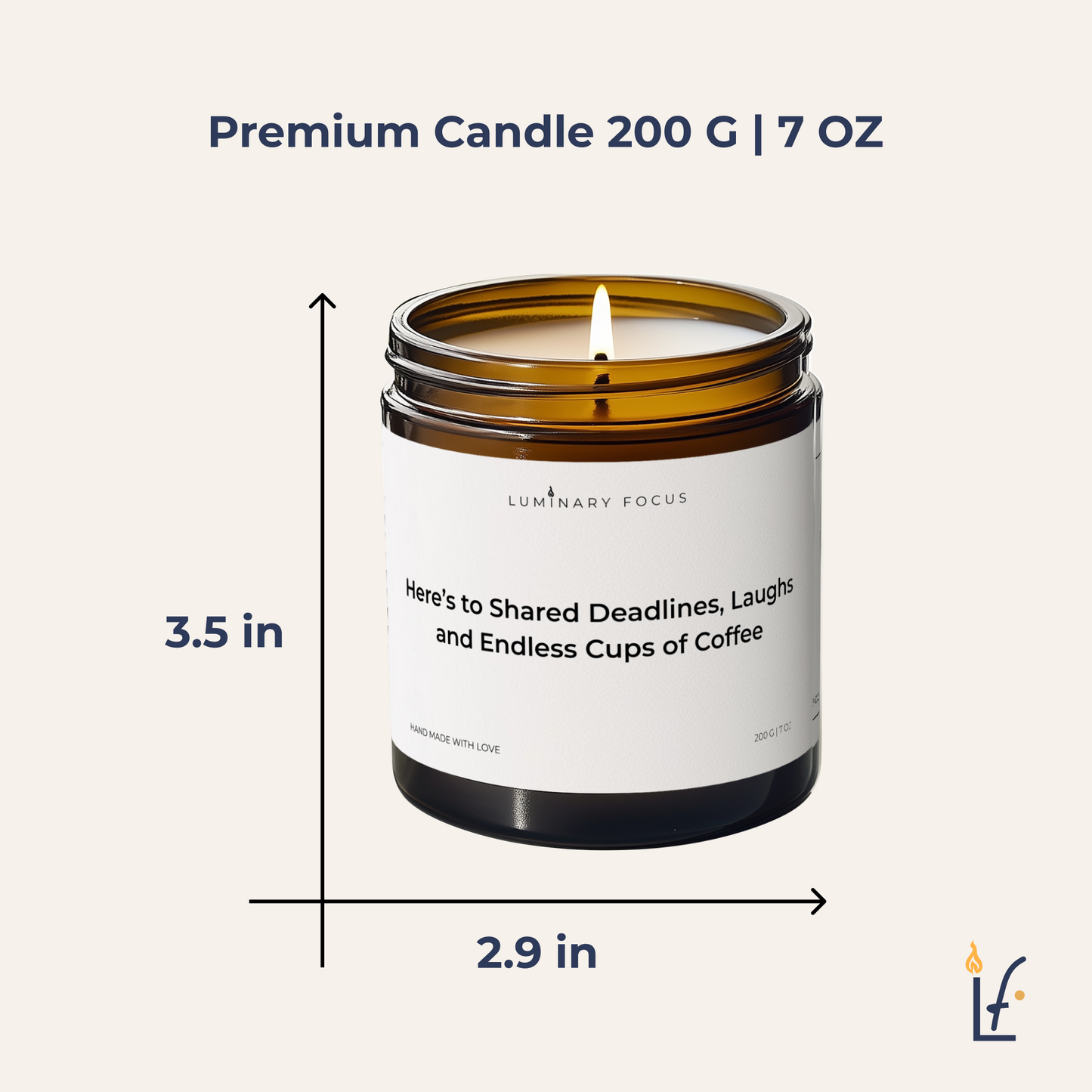 Here's to Shared Deadlines, Laughs - 8oz Amber Glass Candle