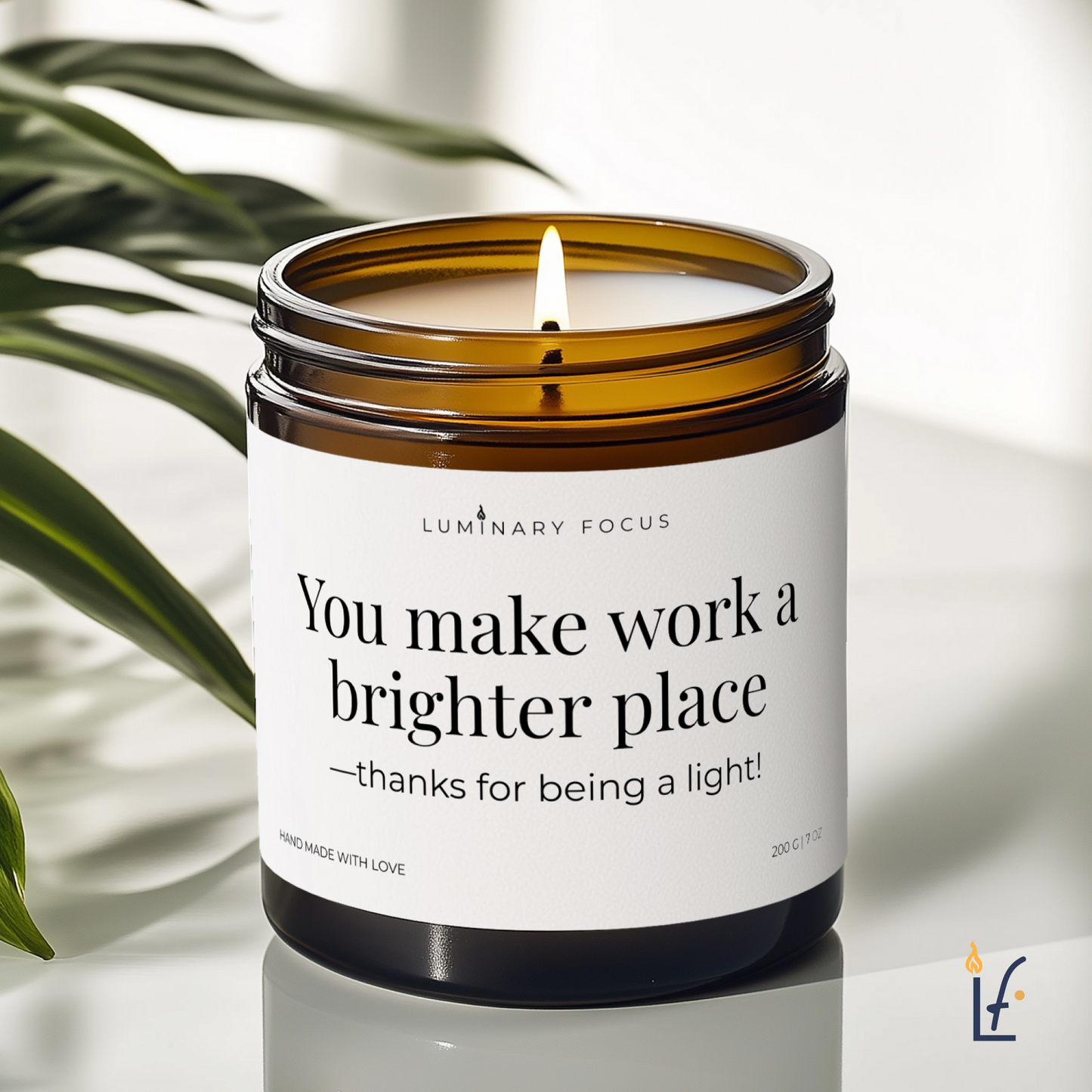 You Make Work A Brighter Place Soy Blend Candle - 8 oz Amber