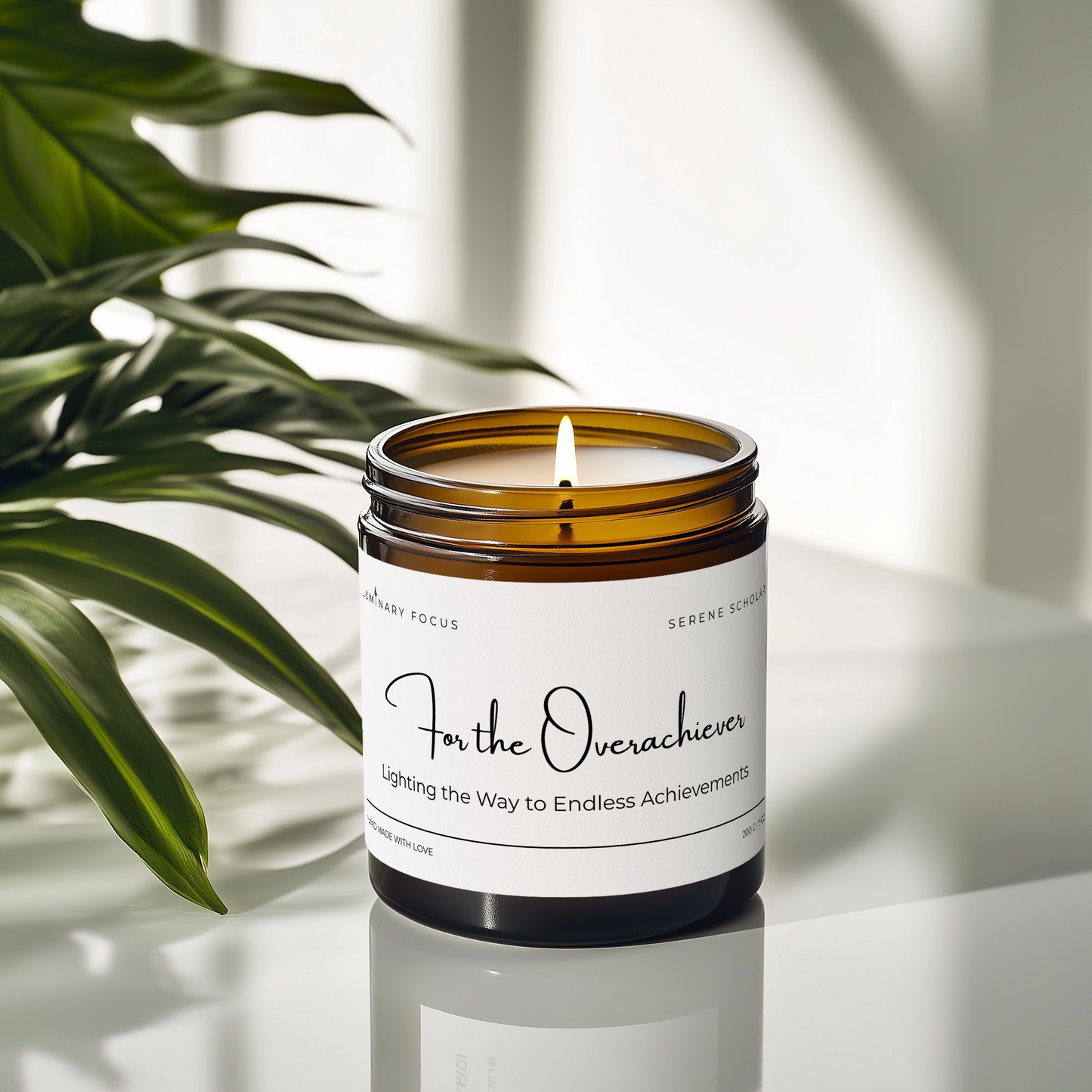 For the Overachiever - 8 oz Amber Glass Jar Candle