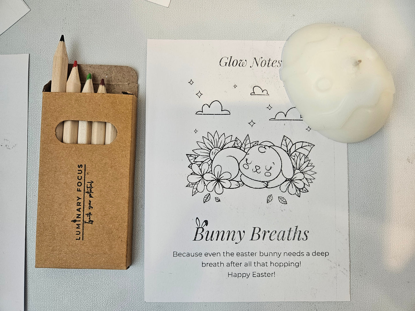 Bunny Breaths Easter Card - Egg-shaped Candle