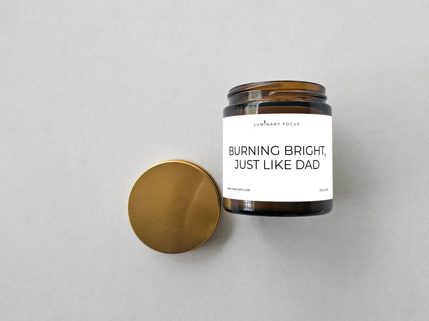 Dad Bright – 8oz/4oz Amber Glass Candle for Dad