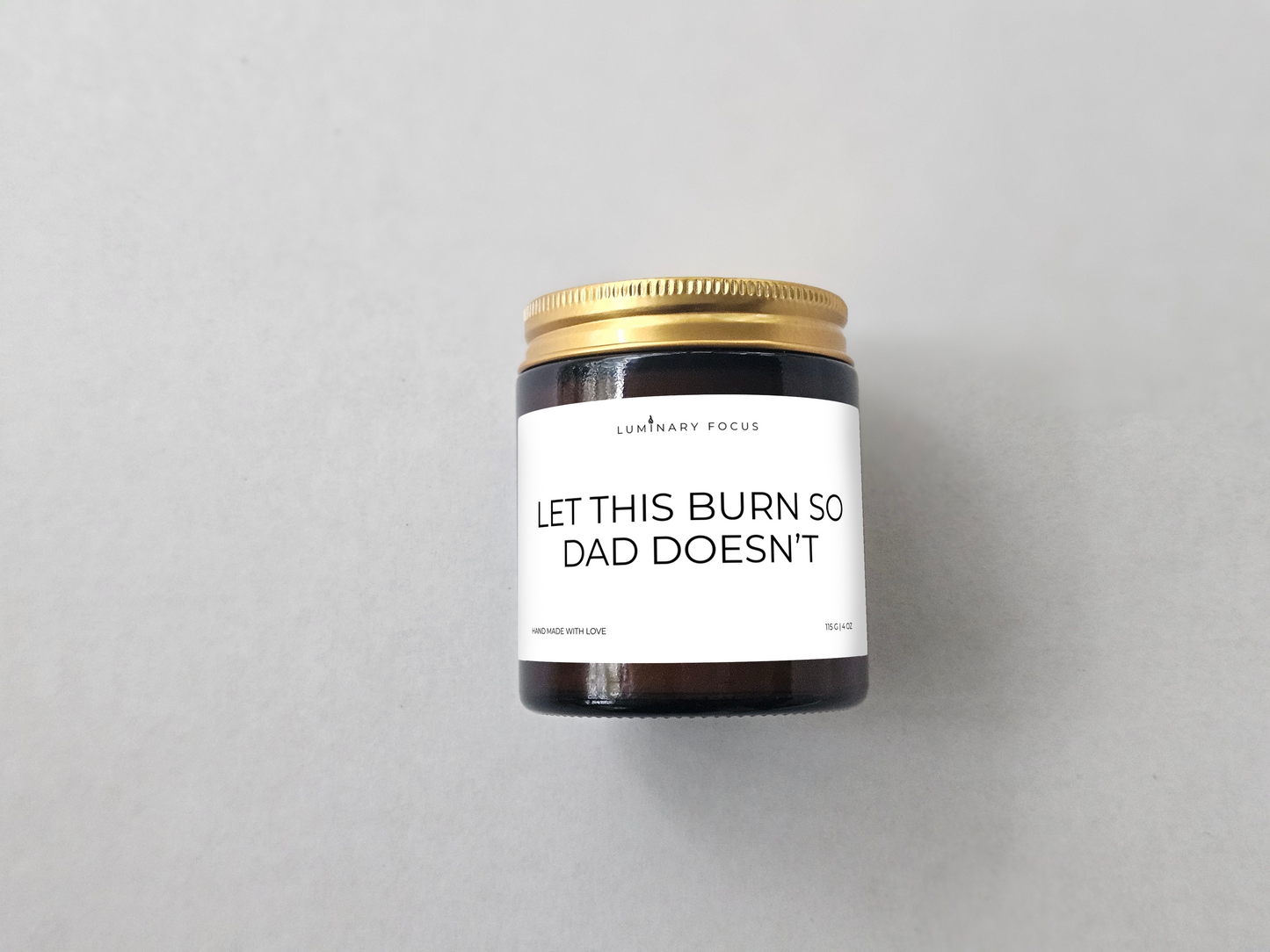 Dad Burn – 8oz/4oz Amber Glass Candle for Dad