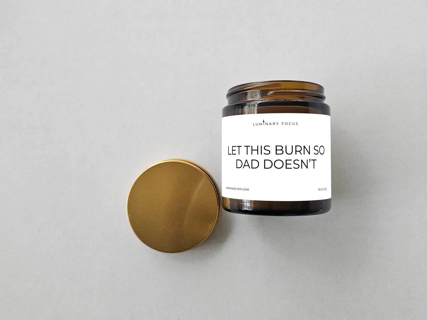 Dad Burn – 8oz/4oz Amber Glass Candle for Dad