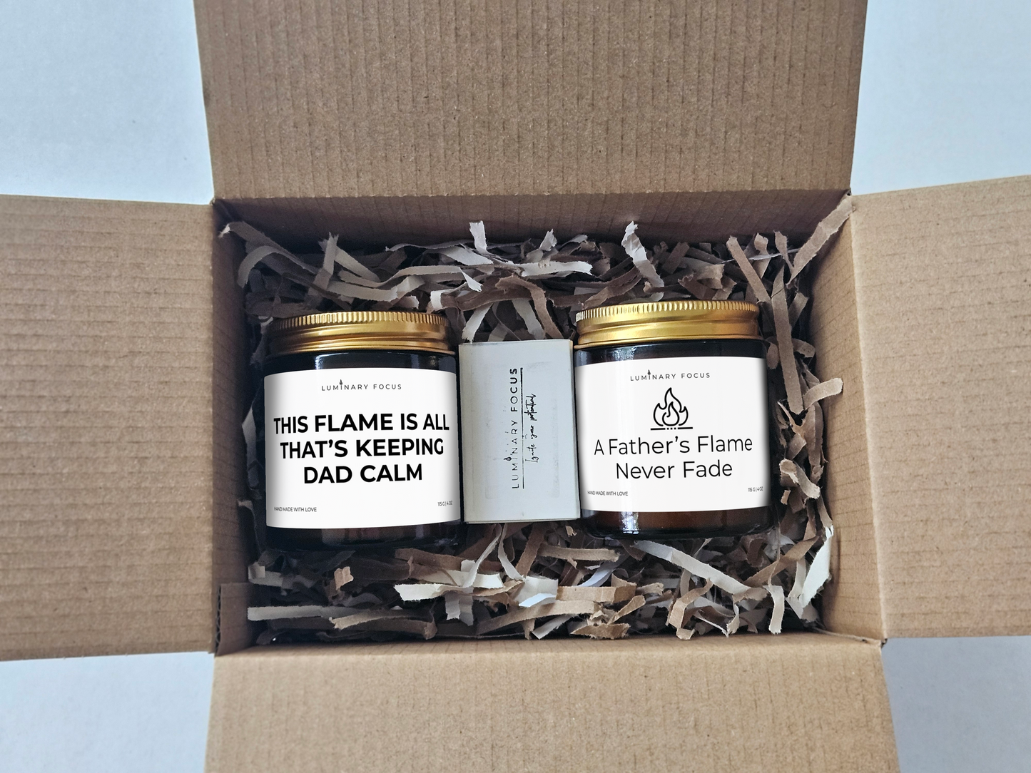 Dad Flame – 8oz/4oz Amber Glass Candle for Dad