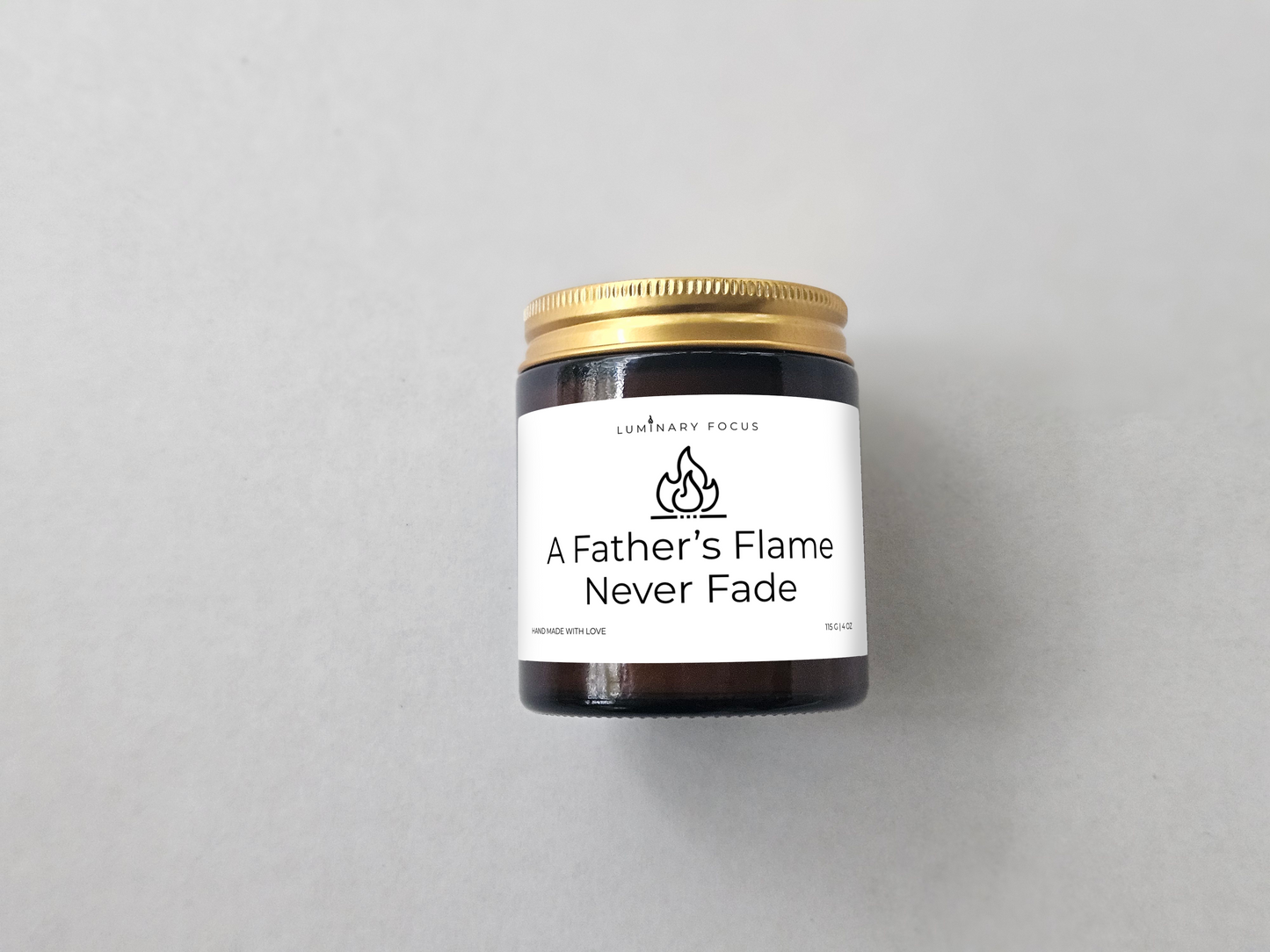 Dad Flame – 8oz/4oz Amber Glass Candle for Dad