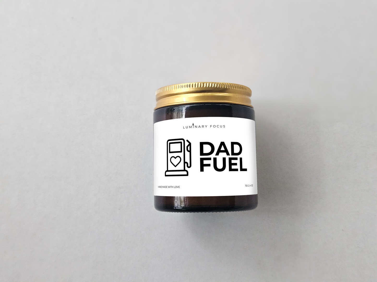 Dad Fuel – 8oz/4oz Amber Glass Candle for Dad