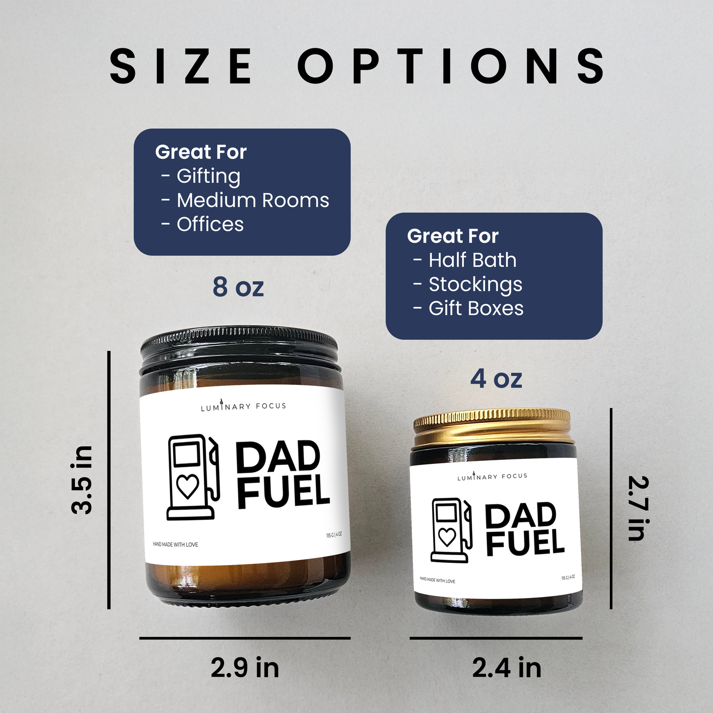 Dad Fuel – 8oz/4oz Amber Glass Candle for Dad