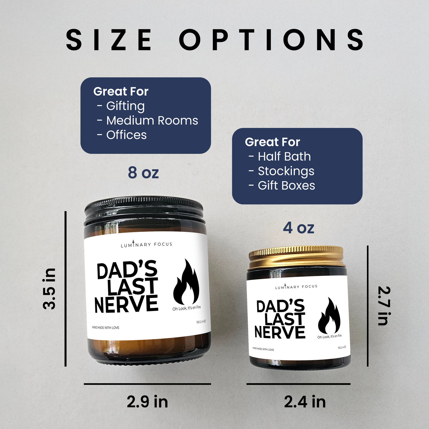 Dad Nerve – 8oz/4oz Amber Glass Candle for Dad