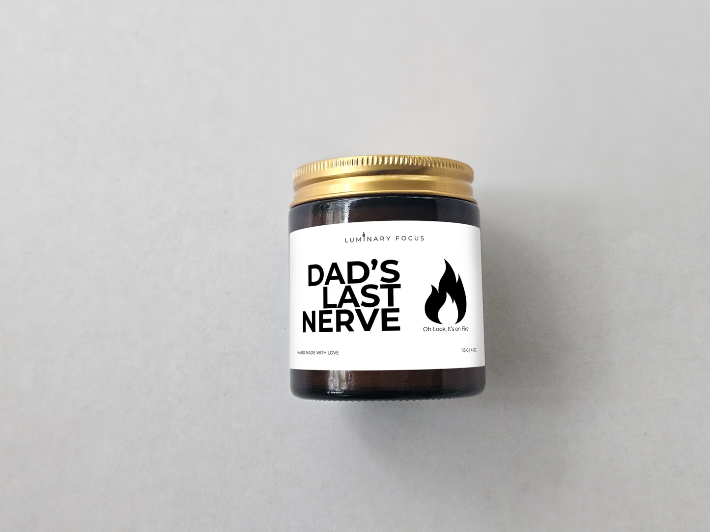 Dad Nerve – 8oz/4oz Amber Glass Candle for Dad