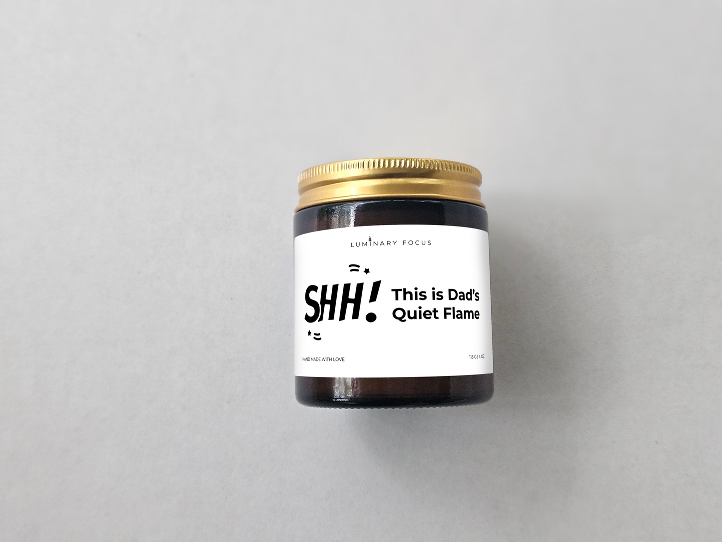 Dad Shh – 8oz/4oz Amber Glass Candle for Dad
