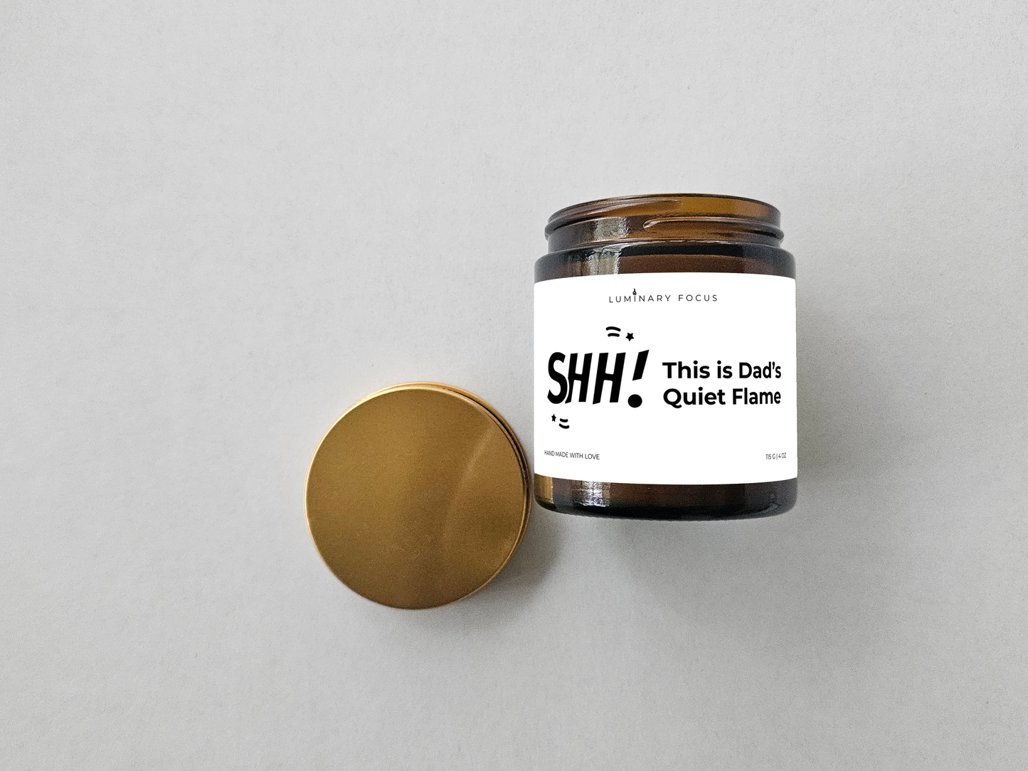 Dad Shh – 8oz/4oz Amber Glass Candle for Dad