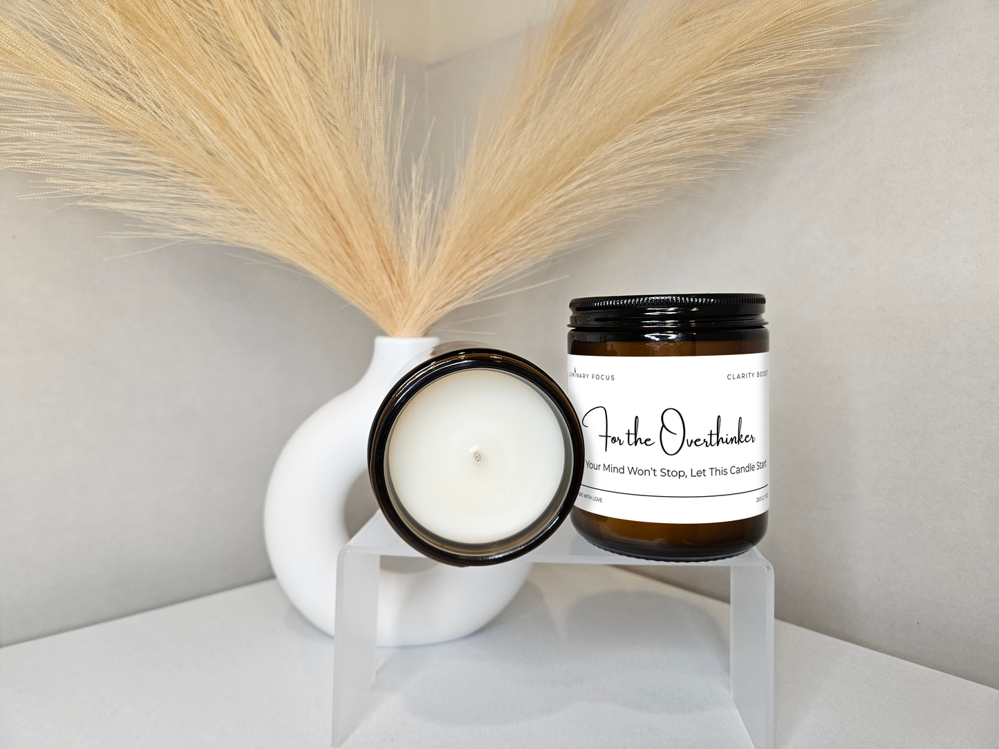 For the Overthinker - 8 oz Amber Glass Jar Candle