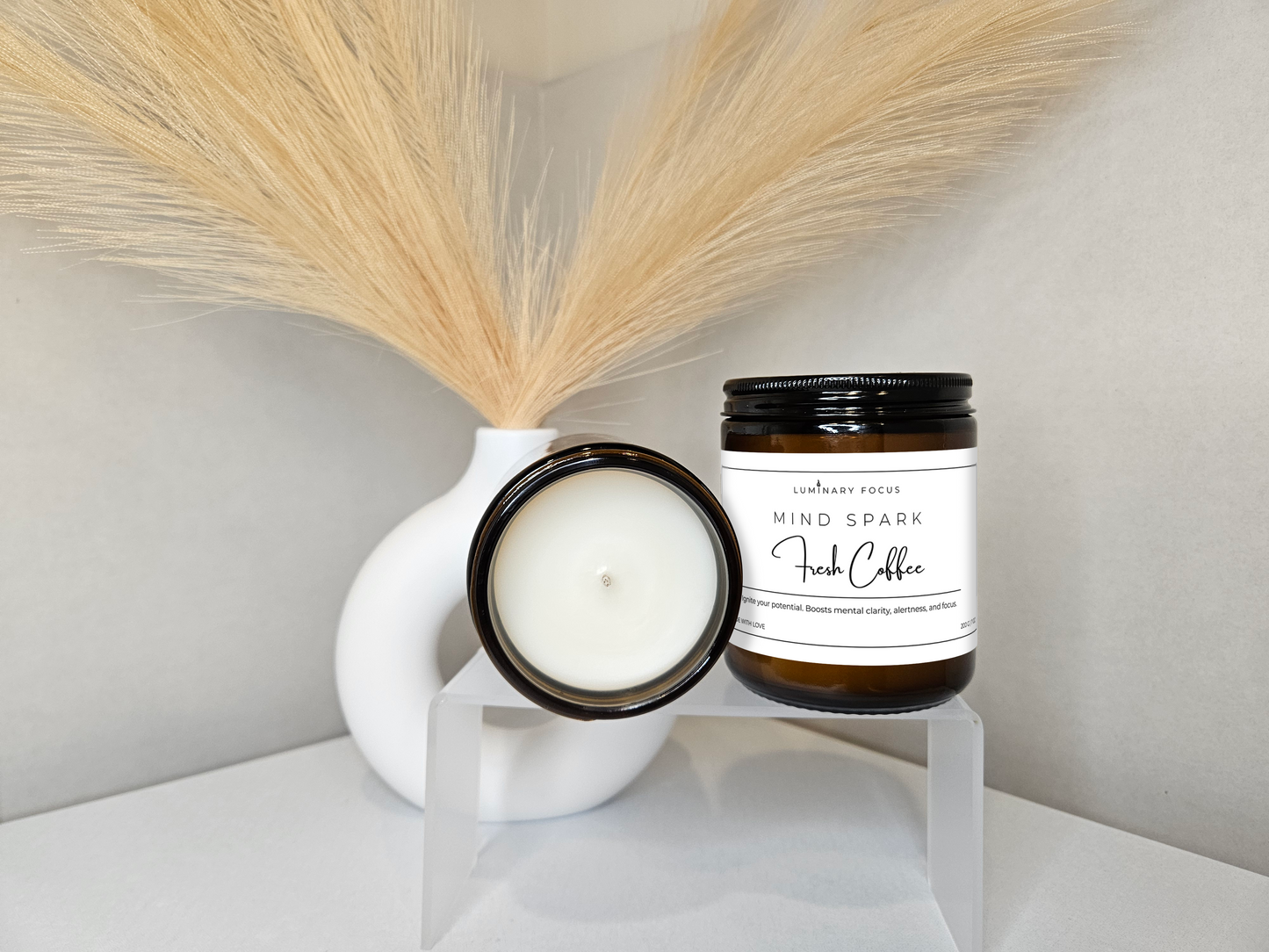 Dark Roast Fresh Coffee Candle – 8oz Clear Jar, True Coffee Bean Scent Colored Candle