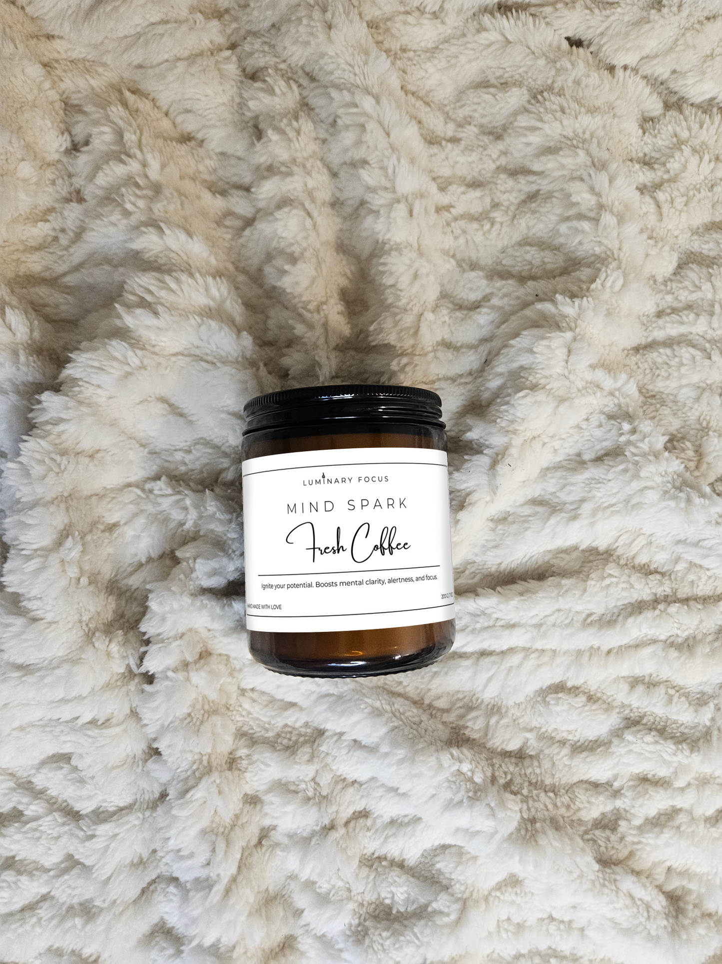 Dark Roast Fresh Coffee Candle – 8oz Clear Jar, True Coffee Bean Scent Colored Candle