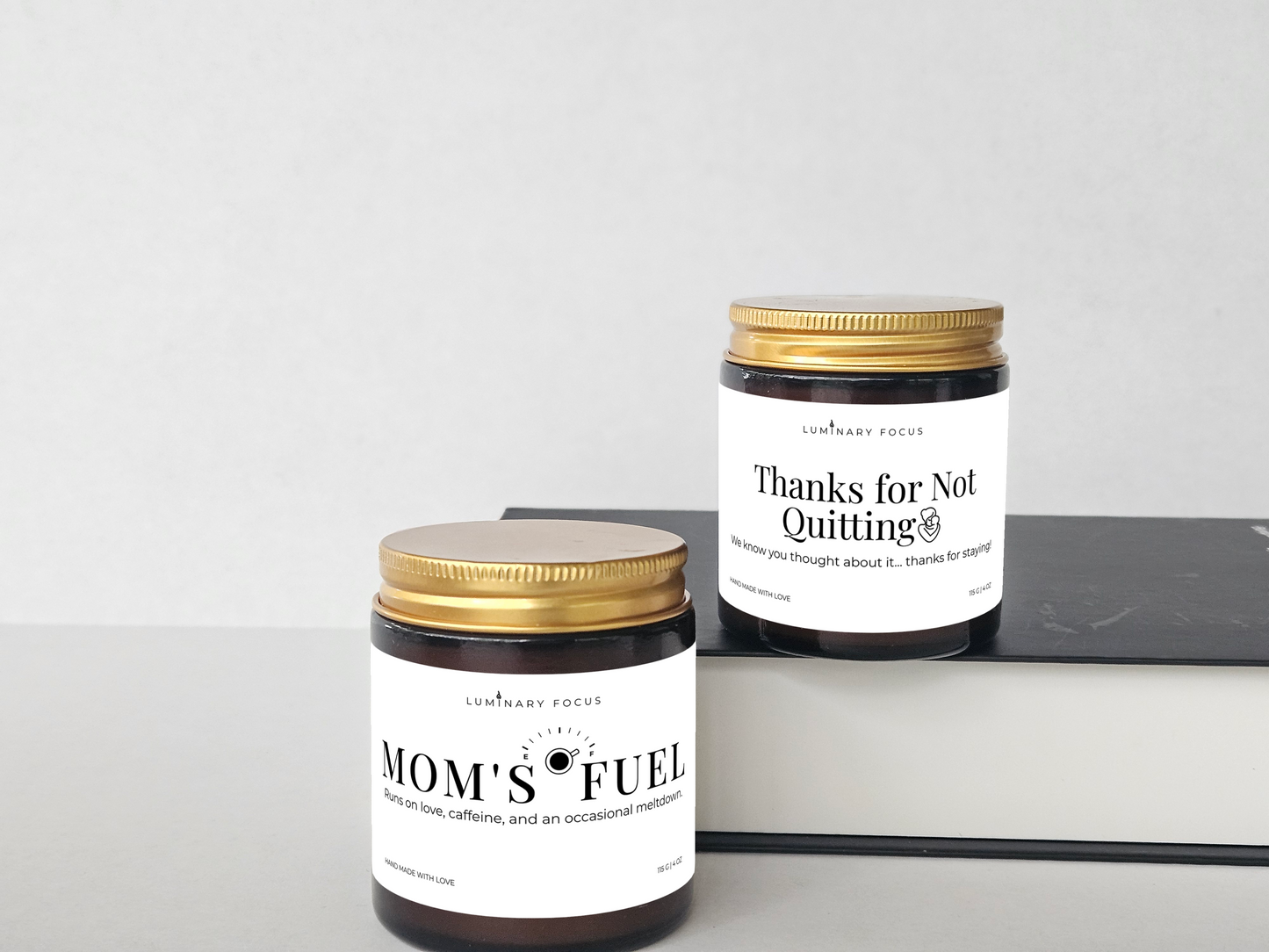 Mom's Fuel – 4oz Amber Glass Candle for Mom