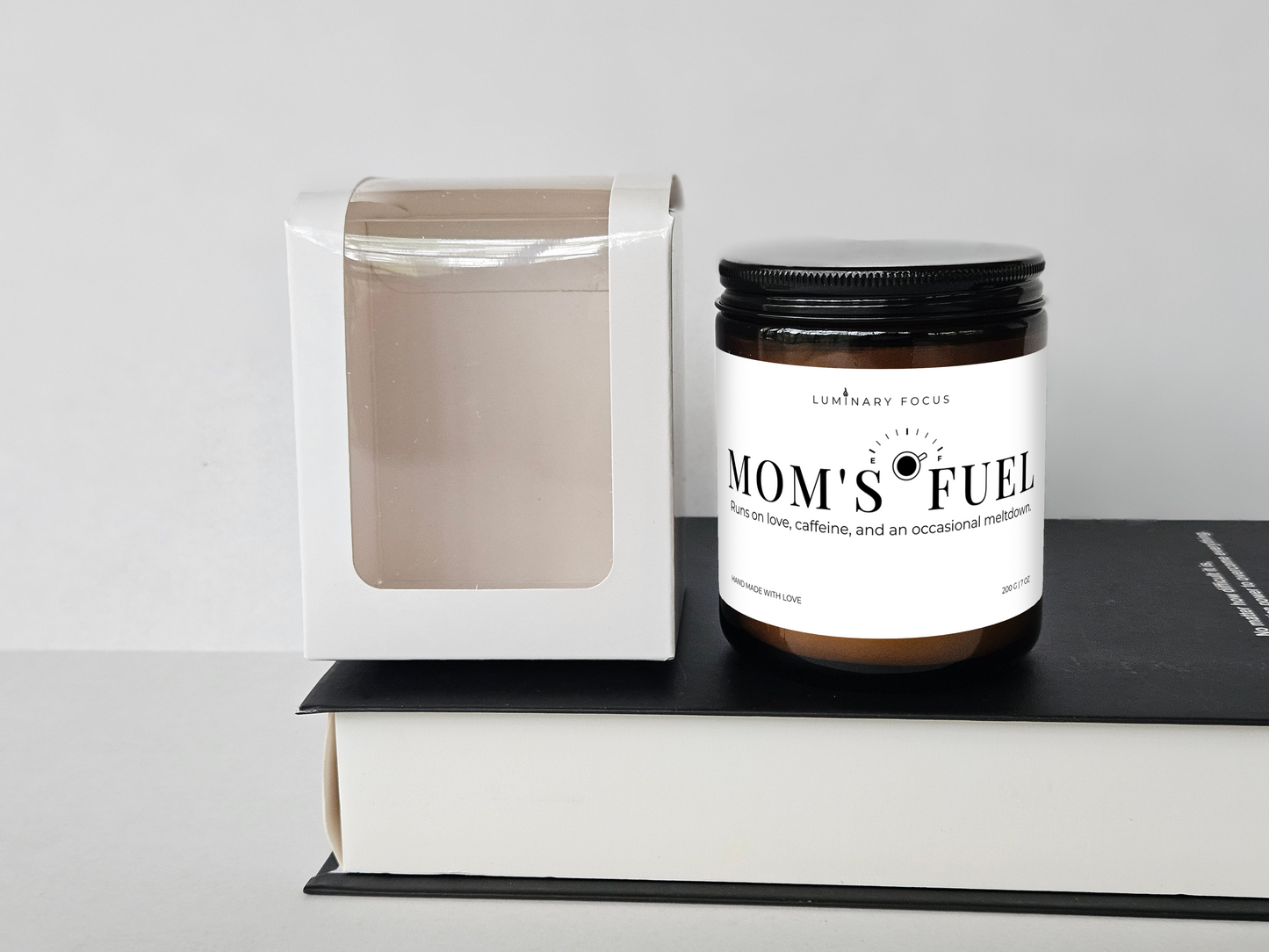 Mom's Fuel – 8oz Amber Glass Candle for Mom