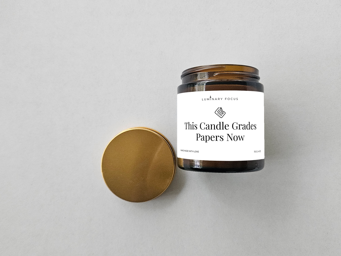 This Candle Grades Papers Now – 8oz/4oz Amber Glass Candle for Teachers