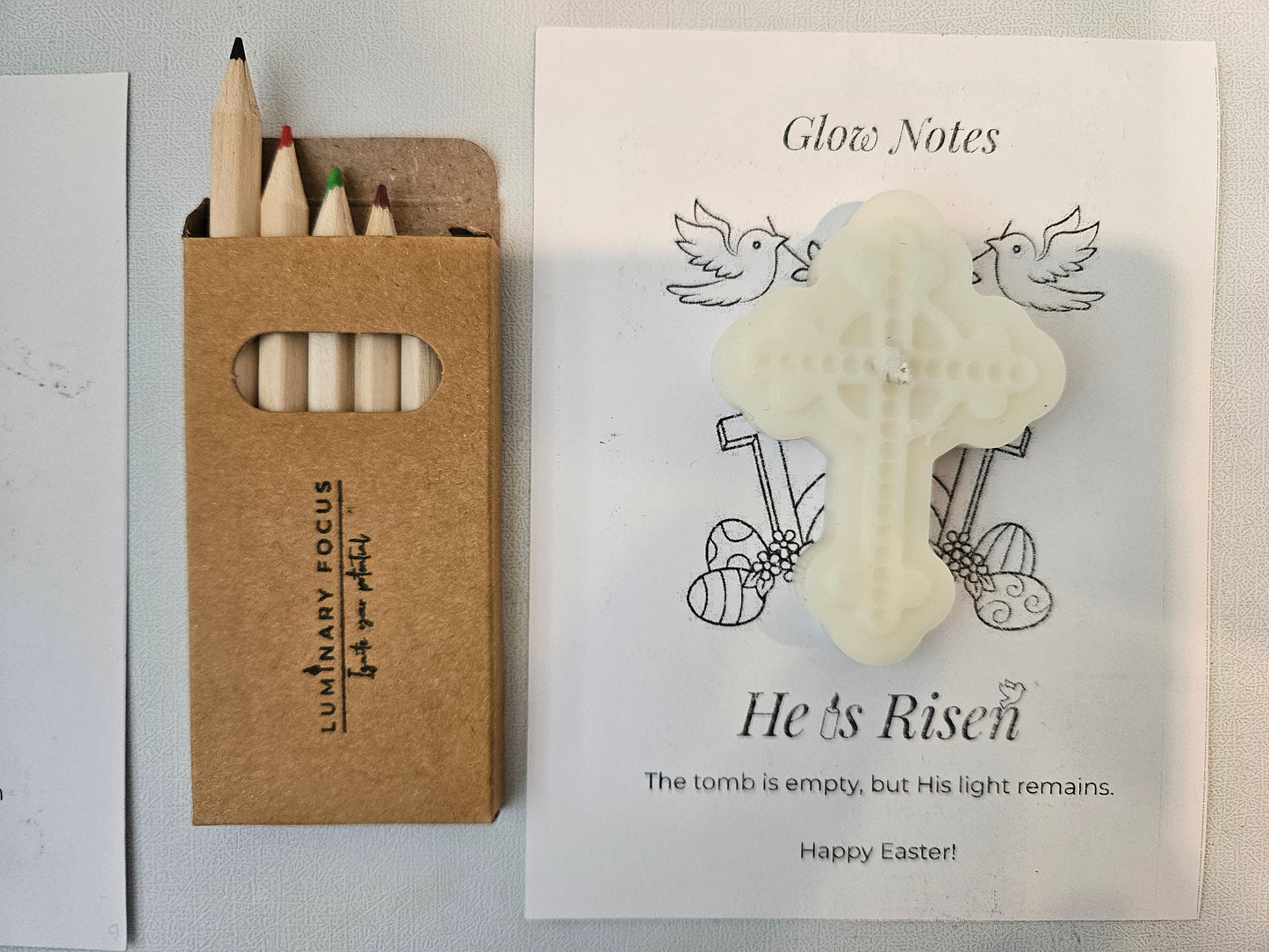 He is Risen Easter Card - Cross-shaped White Candle