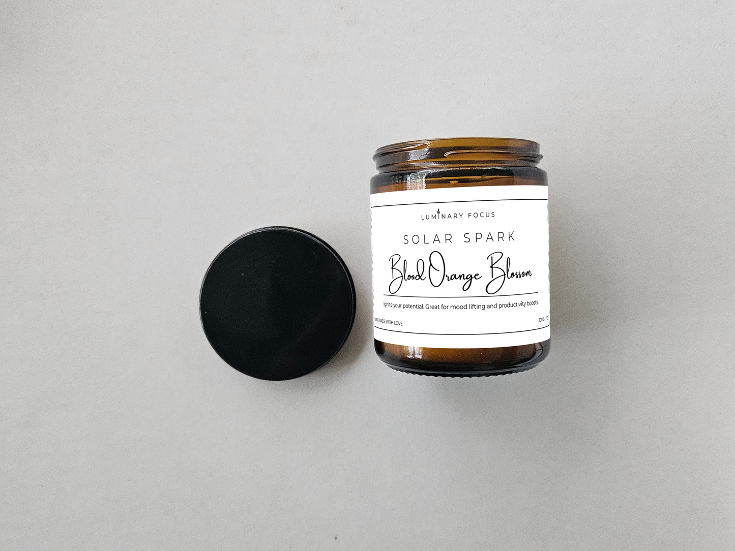 Solar Spark Blood Orange Blossom Candle – 8oz Amber Jar