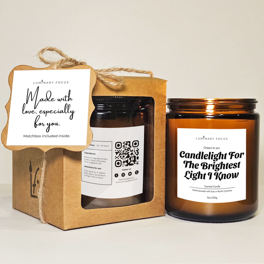 Brightest Light Candle - 8oz or 4oz Soy Jar Gift for Best Friends Gratitude in their Favorite Corner, a Thank You to Express Deep Admiration