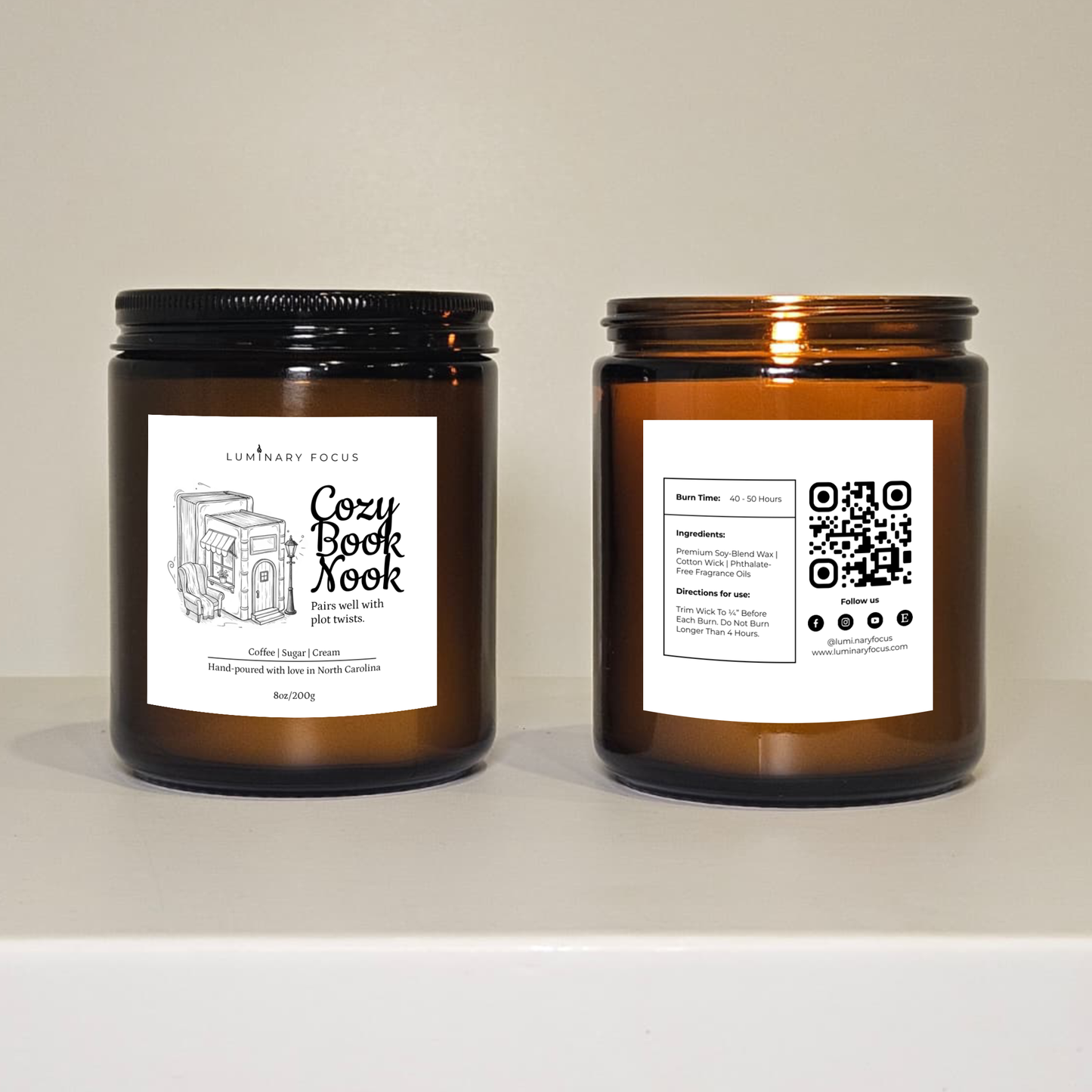 8oz Soy Amber Jar for Cozy Book Lovers,  Gift for Readers, Writers & Bookworms Who Love a Relaxing Read, Fresh Coffee Scent