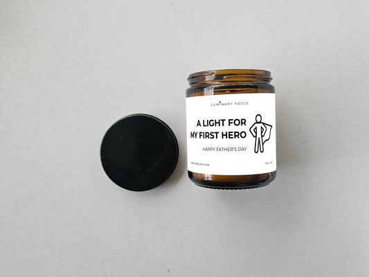 Dad Hero – 8oz/4oz Amber Glass Candle for Dad