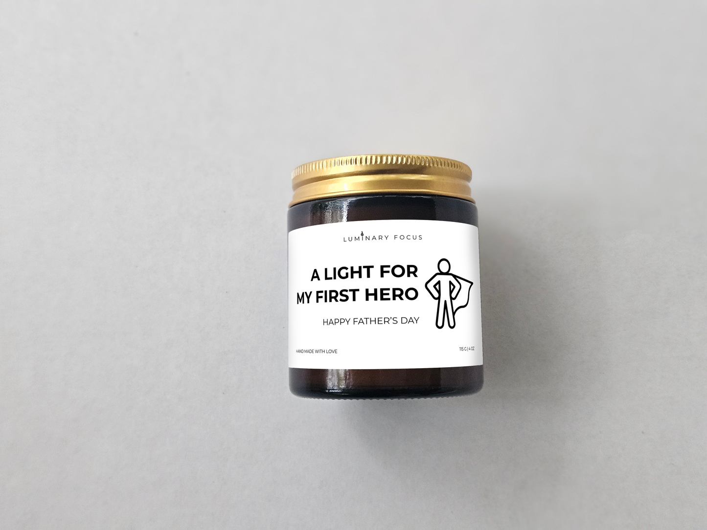 Dad Hero – 8oz/4oz Amber Glass Candle for Dad