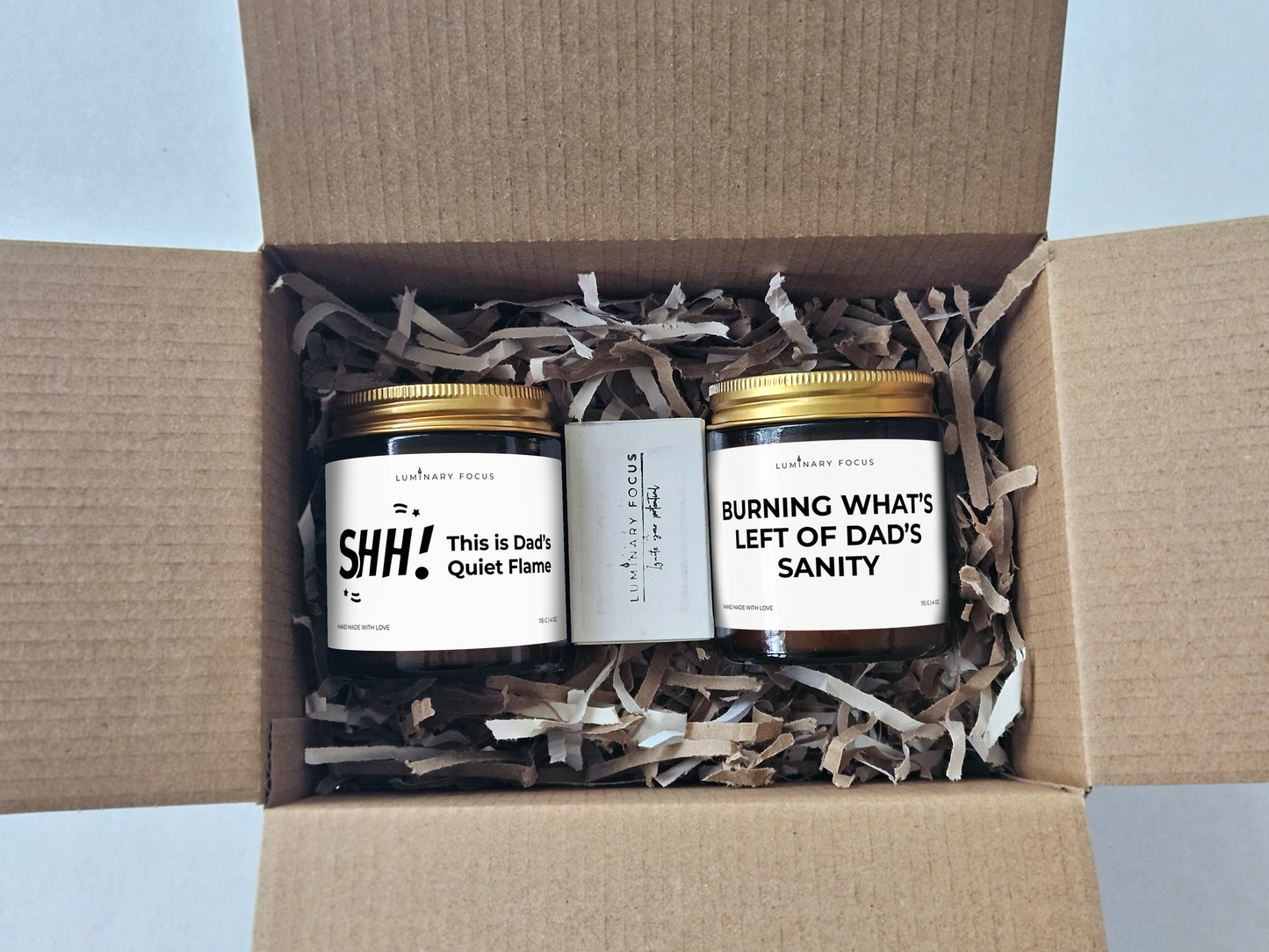 Dad Sanity – 8oz/4oz Amber Glass Candle for Dad