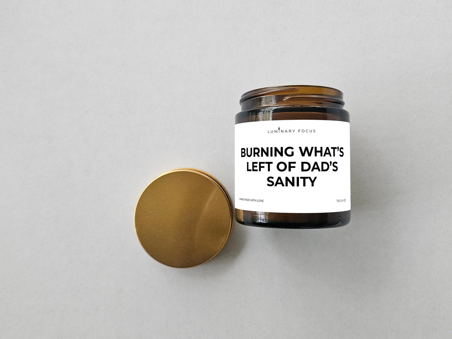 Dad Sanity – 8oz/4oz Amber Glass Candle for Dad