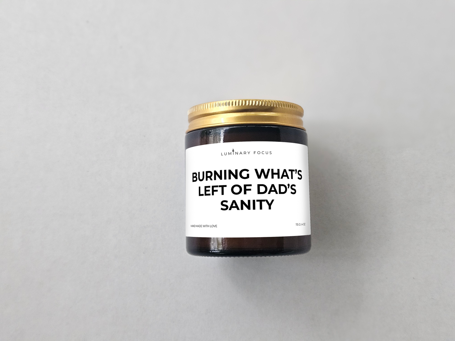 Dad Sanity – 8oz/4oz Amber Glass Candle for Dad