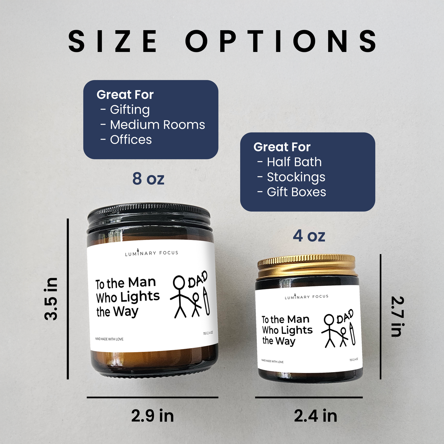 Dad Way – 8oz/4oz Amber Glass Candle for Dad