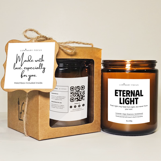 Eternal Light Candle - 8oz/4oz Soy Jar Gift for Grieving Family Reflection at Home Any Time to Provide Lasting Comfort | Soothing