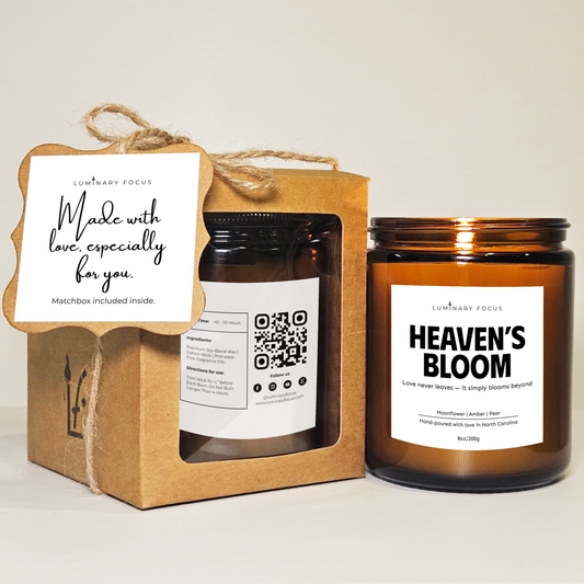 Heaven's Bloom Candle - 8oz/4oz Soy Jar Gift for Friend to Honor Life in Living Room During Transition to Celebrate Enduring Love | Floral