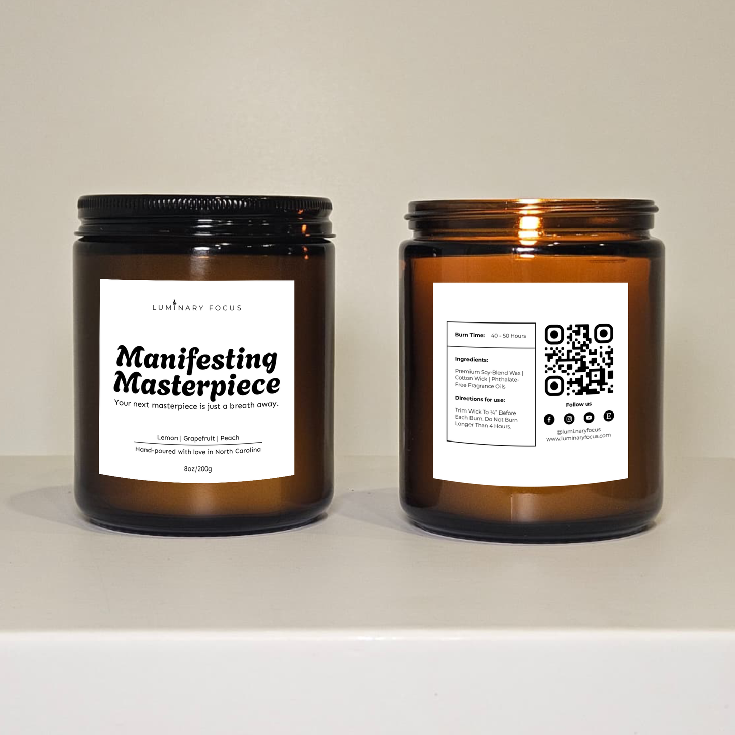 Abundance Manifestation Candle - 8oz or 4oz Soy Jar Gift for Artists,Dreamers Goal Setting in their Sacred Space New Moon to Attract Success