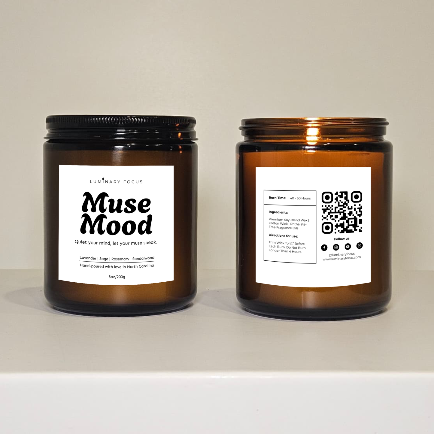 Artist's Candle - 8oz or 4oz Soy Jar Gift for journaling sacred space evening reflection open the mind Lavender Sage Scent