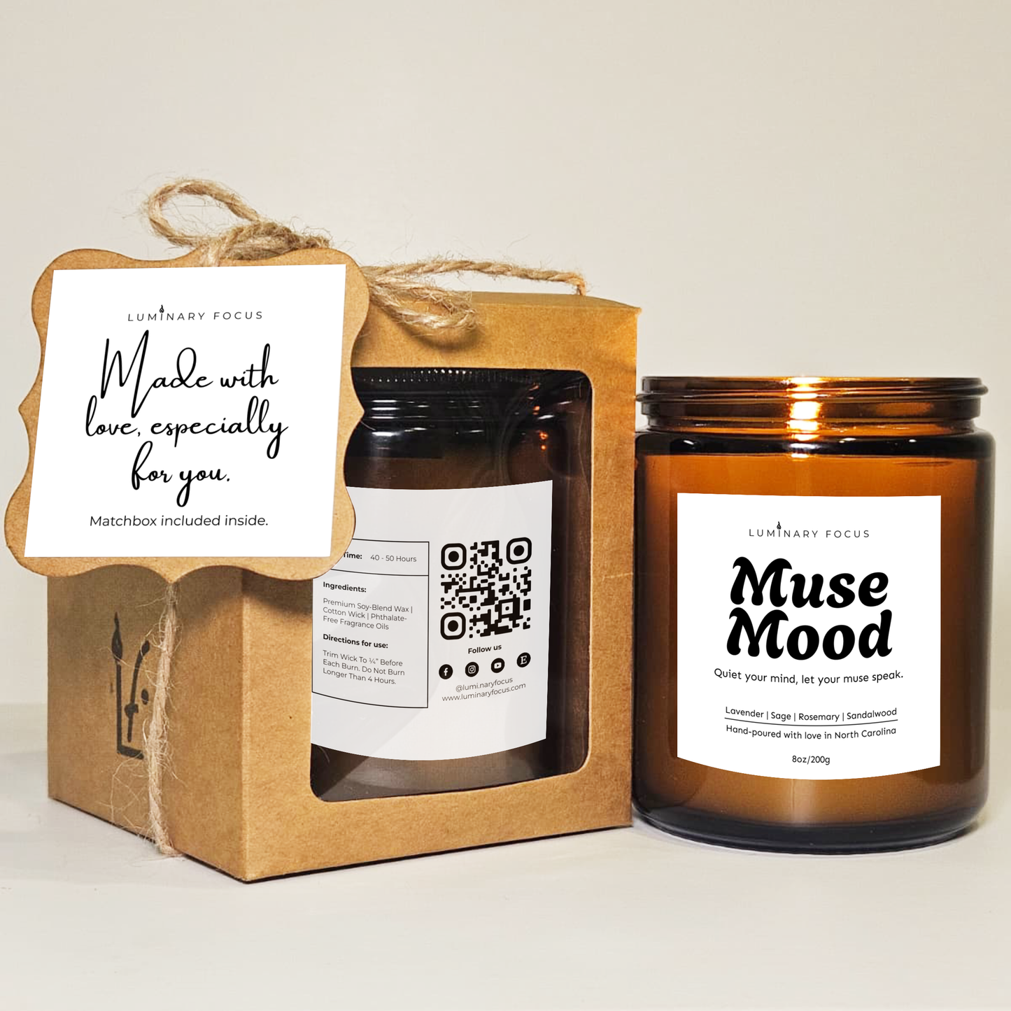 Artist's Candle - 8oz or 4oz Soy Jar Gift for journaling sacred space evening reflection open the mind Lavender Sage Scent