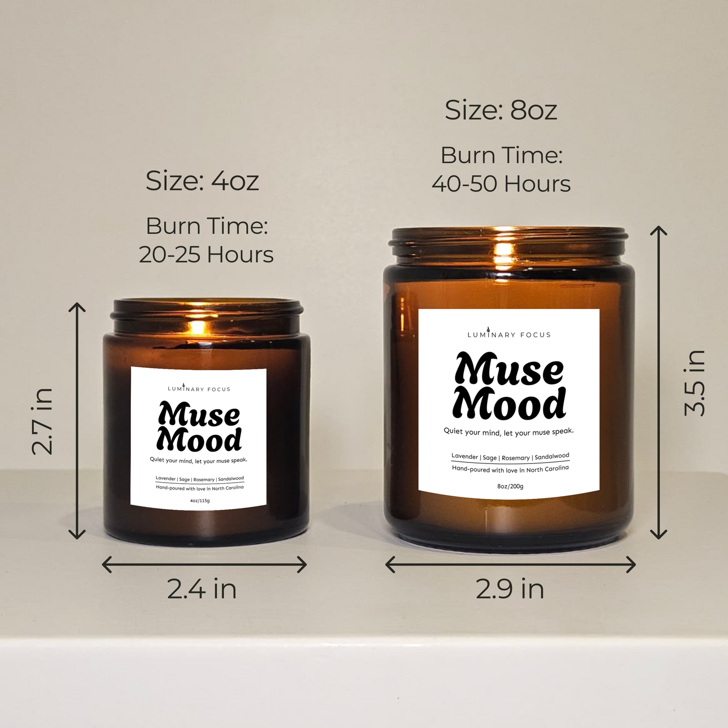 Artist's Candle - 8oz or 4oz Soy Jar Gift for journaling sacred space evening reflection open the mind Lavender Sage Scent