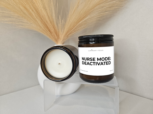Nurse Mode: Deactivated – 8oz/4oz Amber Glass Candle for Nurses