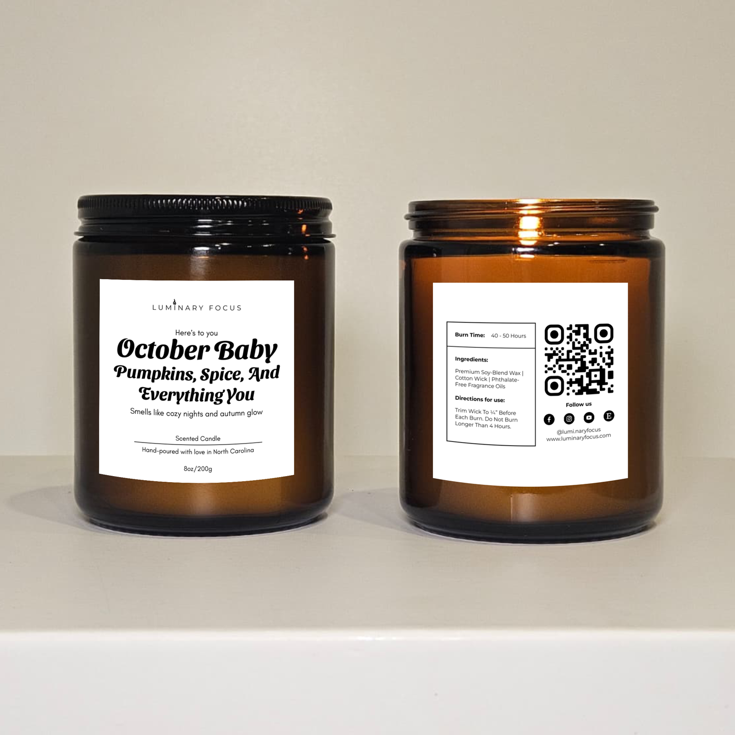 Autumn Glow Candle - 8oz or 4oz Soy Jar Gift for Fall Fanatics to feel Birthday Festive on their Front Porch on a Chilly Evening