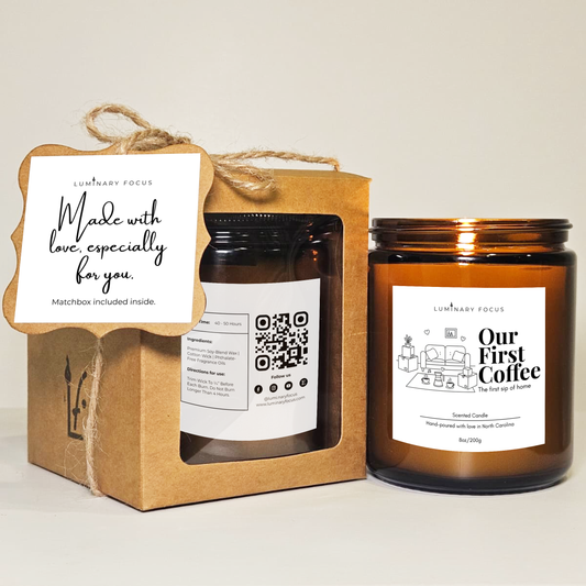 First Sip of Home Candle - 8oz or 4oz Soy Jar Gift for coffee lovers for daily comfort (Coffee)