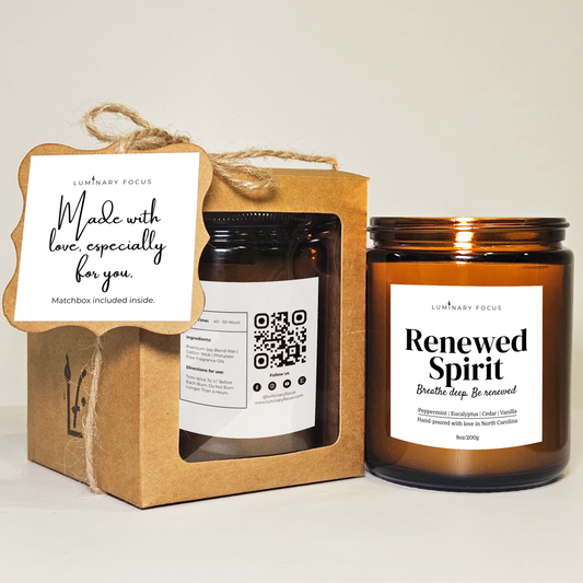 Mental Reset Candle - 8oz or 4oz Soy Jar Gift for Stuffy Noses Studying in Home Office After Long Week to Clear the Mind (Mint Eucalyptus)