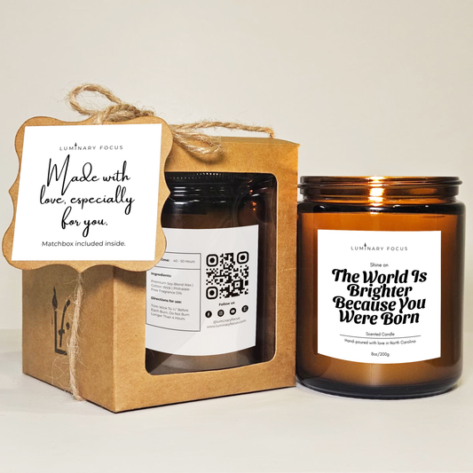 Brighter World Candle - 8oz or 4oz Soy Jar Gift for Daughter's Appreciation on Display for the Birthday Celebration to Affirm Their Value