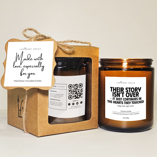 Life Story Candle - 8oz or 4oz Soy Jar Gift for Family Member Honoring Life Story for Celebration at Memorial Service to Keep Light Alive