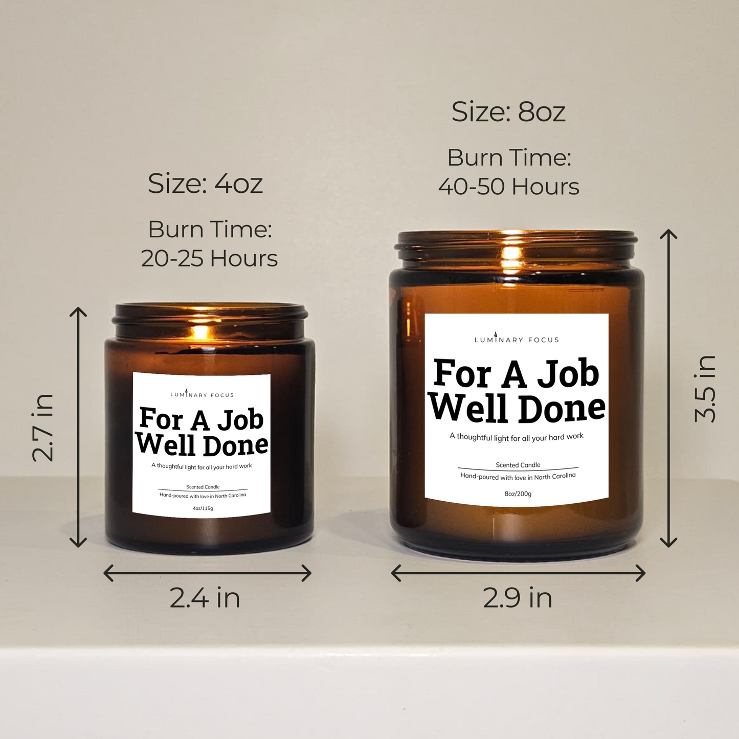 Appreciation Candle - 8oz or 4oz Soy Jar Gift for hardworking colleagues to relax, for promotions, to show gratitude & recognize achievement